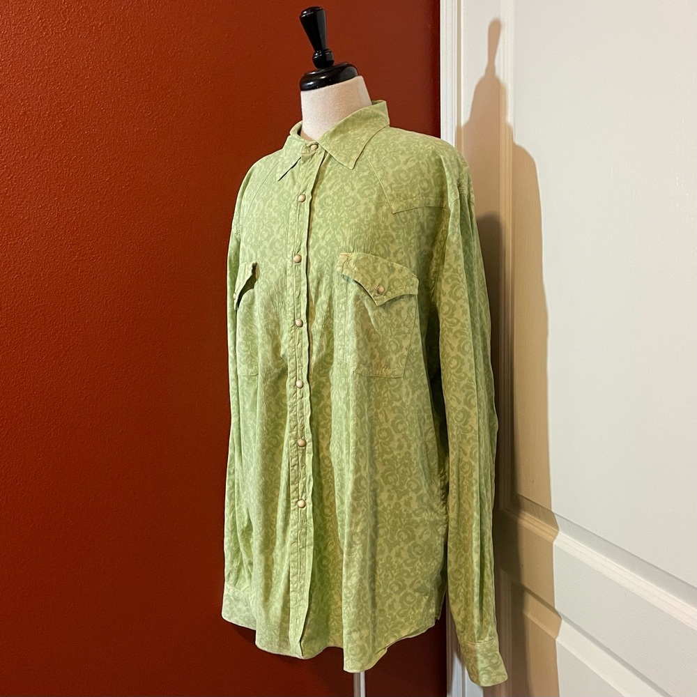 Ryan Michael Men’s Linen Blend Brocade Long Sleeve Pearl Snap Western‎ Shirt